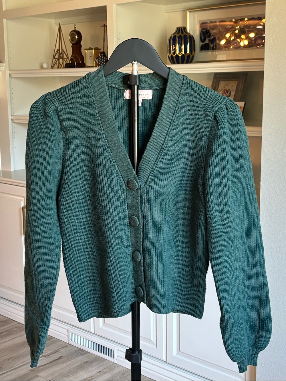 Philosophy Dark Green V-Neck Button Front Cardigan